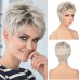 Piexie Cut Wigs for Women Short Pixie Cut Wig For White Ladies Short Hair Wig With Bangs Free Straight Hair Synthetic Wig For Everyday Use Party