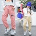 Kid's Teen Girls' Back to School Pants Pink khaki Black Solid Color Drawstring Cotton School Daily Sports Active Cargo / Fall / Winter / Spring / Summer