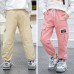 Kid's Teen Girls' Back to School Pants Pink khaki Black Solid Color Drawstring Cotton School Daily Sports Active Cargo / Fall / Winter / Spring / Summer