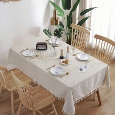 Tablecloth Art Nordic Bamboo Knotted Linen with Tassel Tablecloth Tea Coffee Table for Dining Table Home Room Decoration