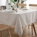 Tablecloth Art Nordic Bamboo Knotted Linen with Tassel Tablecloth Tea Coffee Table for Dining Table Home Room Decoration