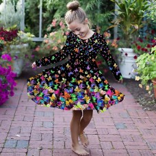 Girls' 3D Graphic Butterfly Dress Long Sleeve 3D Print Summer Fall Sports & Outdoor Daily Holiday Cute Casual Beautiful Kids 3-12 Years Casual Dress A Line Dress Above Knee Polyester Regular Fit