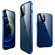 Magnetic Adsorption Case For iPhone 15 14 Pro Max Plus 13 12 mini 11 X XR XS Max 8 7 PLUS Front and Back Tempered Glass Full Screen Coverage Metal Frame Clear Cover Bumper with Camera Lens Protector