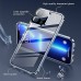 Magnetic Adsorption Case For iPhone 15 14 Pro Max Plus 13 12 mini 11 X XR XS Max 8 7 PLUS Front and Back Tempered Glass Full Screen Coverage Metal Frame Clear Cover Bumper with Camera Lens Protector