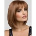 Human Hair Blend Wig Short Straight Bob Short Hairstyles 2020 Straight With Bangs Capless Women's Black Blonde Brown With Blonde 12 inch