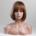 Human Hair Blend Wig Short Straight Bob Short Hairstyles 2020 Straight With Bangs Capless Women's Black Blonde Brown With Blonde 12 inch