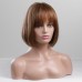 Human Hair Blend Wig Short Straight Bob Short Hairstyles 2020 Straight With Bangs Capless Women's Black Blonde Brown With Blonde 12 inch