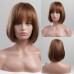 Human Hair Blend Wig Short Straight Bob Short Hairstyles 2020 Straight With Bangs Capless Women's Black Blonde Brown With Blonde 12 inch