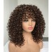 Brown Wigs for Women Afro Curly Wigs with Bangs for Black Women Kinky Curly Wig for Daily Wear (Color : Brown)