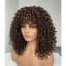 Brown Wigs for Women Afro Curly Wigs with Bangs for Black Women Kinky Curly Wig for Daily Wear (Color : Brown)