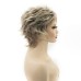 Short Blonde Pixie Cut Wigs for White Women Dark Brown Ombre Blonde Synthetic Hair Wigs Natural Looking Wig