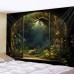 Window View Forest Hanging Tapestry Wall Art Large Tapestry Mural Decor Photograph Backdrop Blanket Curtain Home Bedroom Living Room Decoration