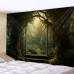 Window View Forest Hanging Tapestry Wall Art Large Tapestry Mural Decor Photograph Backdrop Blanket Curtain Home Bedroom Living Room Decoration