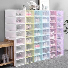 Transparent Shoe Box Shoes Organizers Plastic Thickened Foldable Dustproof Storage Box Stackable Combined Shoe Cabinet