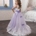 Kids Little Girls' Dress Lace Floral Princess Party Formal Evening Wedding Pageant Embroidery Bow White Purple Red Tulle Maxi Sleeveless Elegant Vintage Ball Gown Dresses Fit 4-13 Years