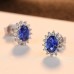 Women's Clear Blue Synthetic Diamond Stud Earrings Fine Jewelry Retro Precious Stylish Simple S925 Sterling Silver Earrings Jewelry Royal Blue For Party Engagement 1 Pair