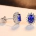 Women's Clear Blue Synthetic Diamond Stud Earrings Fine Jewelry Retro Precious Stylish Simple S925 Sterling Silver Earrings Jewelry Royal Blue For Party Engagement 1 Pair