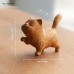 1pc Boxwood Carving Cat With Modern Childlike, Cute And Simple, Arrogant And Wealthy Little Cat Handle, Play With Animal Ornaments On The Go, Home Decor