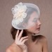 White Wedding Fascinator Tulle Beaded Organza Fascinators Hats Headwear Clip Vintage Elegant withFeathers Fur Flower 1 Piece Kentucky Derby Horse Race Tea Party Ladies Day Headpiece