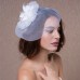 White Wedding Fascinator Tulle Beaded Organza Fascinators Hats Headwear Clip Vintage Elegant withFeathers Fur Flower 1 Piece Kentucky Derby Horse Race Tea Party Ladies Day Headpiece