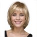 Short Straight Bob Wigs Brown To White Ombre Wig Shoulder Length Synthetic Hair Replacement Wigs For Women Christmas Party Wigs