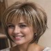 Short Straight Bob Wigs Brown To White Ombre Wig Shoulder Length Synthetic Hair Replacement Wigs For Women Christmas Party Wigs