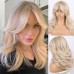 Golden Blonde Wig Strawberry Blonde Wig with Bangs Long Haired Wig for Women Curtain Bangs Synthetic Layered Wig Long Wavy Medium Brown Wig Light Ombre Real Hair Wig for Daily Party Use