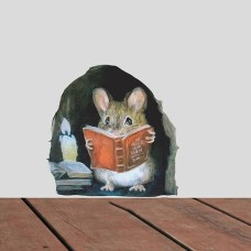 1pc 3D Effect Mouse Hole Sticker,Cartoon Mouse Reading Wall Sticker Kids Room Home Decoration Mural Living Room Bedroom Wallpaper Removable Funny Rats Stickers