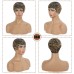 Short Pixie Cut Wig Human Hair for Black Women Remy Human Hair Wig Cute Cheap Wig for Party Black mix Blonde