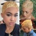 Short Pixie Cut Wig Human Hair for Black Women Remy Human Hair Wig Cute Cheap Wig for Party Black mix Blonde