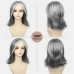 Layered Gray Wigs for White Women Short Silver Mixed Grey Wigs with Dark Roots Synthetic Hair Layered Bob Wigs Natural Looking