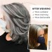 Layered Gray Wigs for White Women Short Silver Mixed Grey Wigs with Dark Roots Synthetic Hair Layered Bob Wigs Natural Looking