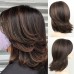 Layered Gray Wigs for White Women Short Silver Mixed Grey Wigs with Dark Roots Synthetic Hair Layered Bob Wigs Natural Looking