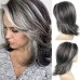 Layered Gray Wigs for White Women Short Silver Mixed Grey Wigs with Dark Roots Synthetic Hair Layered Bob Wigs Natural Looking