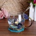 1pc Glass Cup Rose Enamel Crystal Tea Cup, Coffee Mug, Tumbler Butterfly Rose Painted Flower Water Cups, Clear Glass With Spoon Set