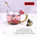 1pc Glass Cup Rose Enamel Crystal Tea Cup, Coffee Mug, Tumbler Butterfly Rose Painted Flower Water Cups, Clear Glass With Spoon Set