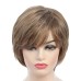 Pixie Cut Layered Short Brown Wigs with Bangs Straight Synthetic Wigs for White Women (Blonde Mixed Brown)