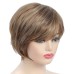 Pixie Cut Layered Short Brown Wigs with Bangs Straight Synthetic Wigs for White Women (Blonde Mixed Brown)