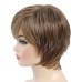 Pixie Cut Layered Short Brown Wigs with Bangs Straight Synthetic Wigs for White Women (Blonde Mixed Brown)