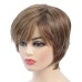 Pixie Cut Layered Short Brown Wigs with Bangs Straight Synthetic Wigs for White Women (Blonde Mixed Brown)