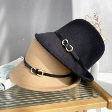 Hats Headwear Polyester Bowler / Cloche Hat Bucket Hat Fedora Hat Casual Holiday Elegant Vintage With Metallic Buckle Pure Color Headpiece Headwear