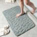 Cobblestone Embossed Bathroom Bath Mat, Memory Foam Pad, Washable Bath Rugs, Rapid Water Absorbent, Non-Slip, Washable, Thick, Soft And Comfortable Carpet For Shower Room