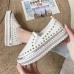 Women's Sneakers Glitter Crystal Sequined Jeweled Platform Sneakers Outdoor Indoor Solid Color Rivet Beading Platform Flat Heel Round Toe Punk Minimalism Leather PU Loafer Black White