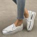 Women's Sneakers Glitter Crystal Sequined Jeweled Platform Sneakers Outdoor Indoor Solid Color Rivet Beading Platform Flat Heel Round Toe Punk Minimalism Leather PU Loafer Black White