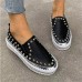 Women's Sneakers Glitter Crystal Sequined Jeweled Platform Sneakers Outdoor Indoor Solid Color Rivet Beading Platform Flat Heel Round Toe Punk Minimalism Leather PU Loafer Black White