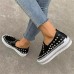 Women's Sneakers Glitter Crystal Sequined Jeweled Platform Sneakers Outdoor Indoor Solid Color Rivet Beading Platform Flat Heel Round Toe Punk Minimalism Leather PU Loafer Black White