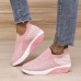 Women's Sneakers Slip-Ons Plus Size Comfort Shoes Outdoor Daily Solid Color Summer Wedge Heel Round Toe Sporty Casual Running Tissage Volant Loafer Black Pink Blue