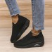 Women's Sneakers Slip-Ons Plus Size Comfort Shoes Outdoor Daily Solid Color Summer Wedge Heel Round Toe Sporty Casual Running Tissage Volant Loafer Black Pink Blue