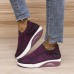 Women's Sneakers Slip-Ons Plus Size Comfort Shoes Outdoor Daily Solid Color Summer Wedge Heel Round Toe Sporty Casual Running Tissage Volant Loafer Black Pink Blue