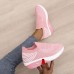 Women's Sneakers Slip-Ons Plus Size Comfort Shoes Outdoor Daily Solid Color Summer Wedge Heel Round Toe Sporty Casual Running Tissage Volant Loafer Black Pink Blue